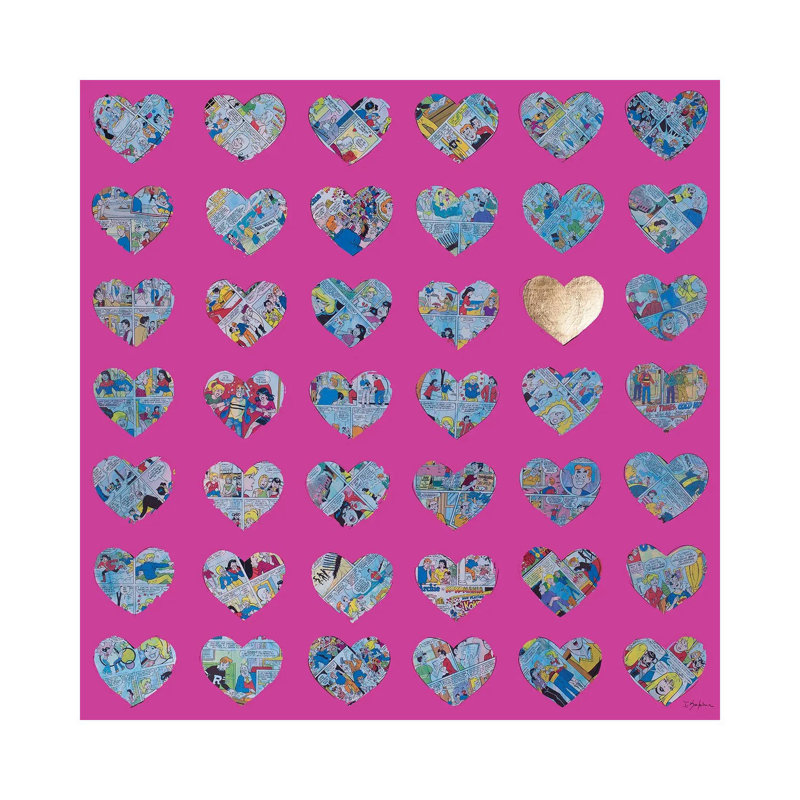 Hearts On Pink by Iness Kaplun - Gallery-Wrapped Canvas Giclée on Canvas, No Frame, 30.48 cm H x 30.48 cm W