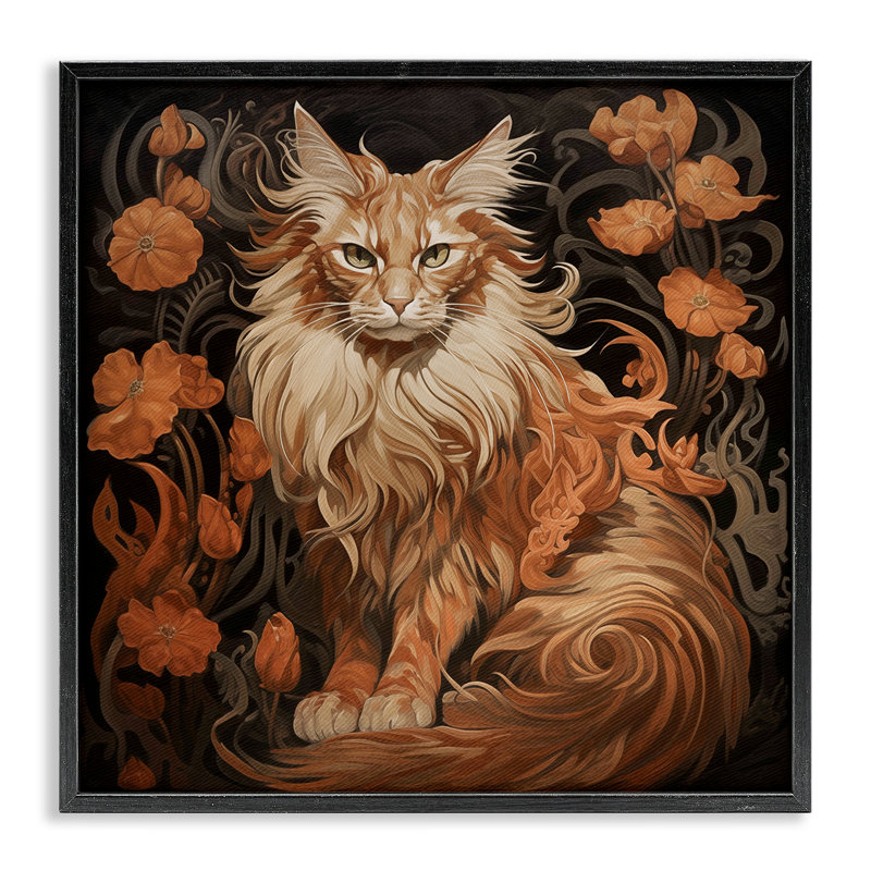Maine Coon, portrait de chat, estampe numérique par Steve Hunziker, Giclée encadrée noir minuit, H 12 po x l 12 po