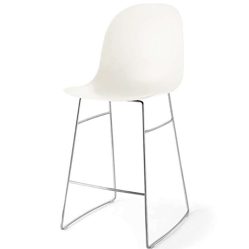Academy Counter Stool with Chromed Frame, Matte Optic White, Counter Stool (25.59" Seat Height)