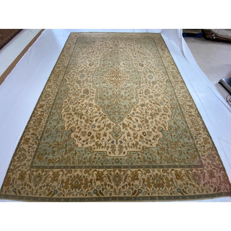Tapis unique Oushak de style turc anatolien vieilli 10 pi 2 po x 14 pi One-of-a-Kind