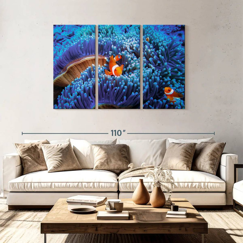 Aletra Bali Sea Anemone Clownfish, 48" H x 74" W