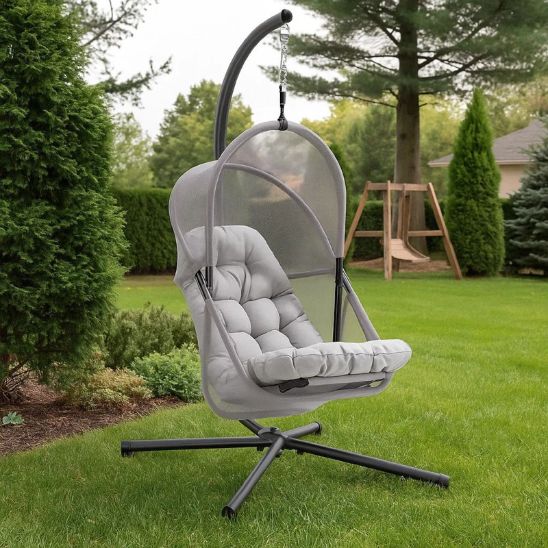 Balancelle d'extérieur avec support pliable Bery, Gris clair