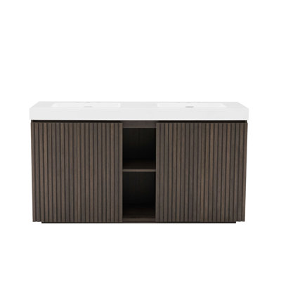 Bathroom Vanity with Sink with three faucet holes, Large Storage Freestanding Bathroom Vanity, One-Piece without Drain and Faucet