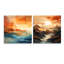 Bold Sunset Coastal Horizon - lever de soleil en acrylique sur verre, ensemble de 2-103921574