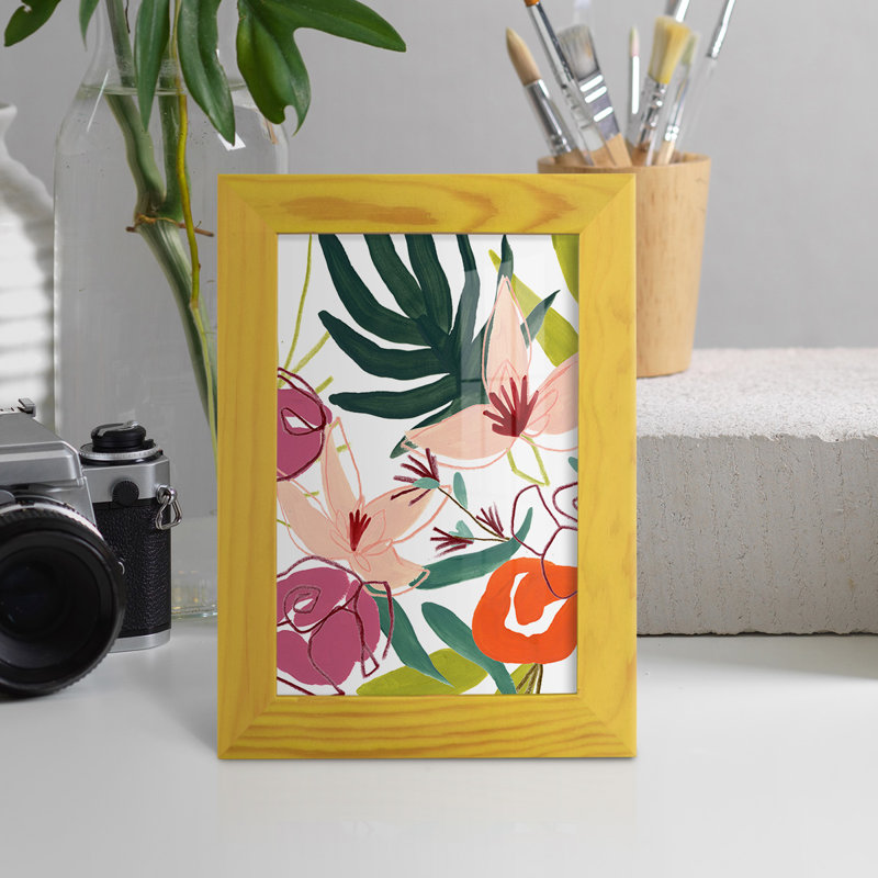 «Tropical Confetti II», reproduction d'art encadrée, H 9 po x l 7 po x P 1 po, Jaune