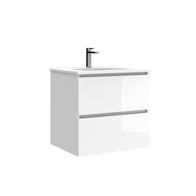 Flora 24" Glossy White Wall-Mounted Single Basin