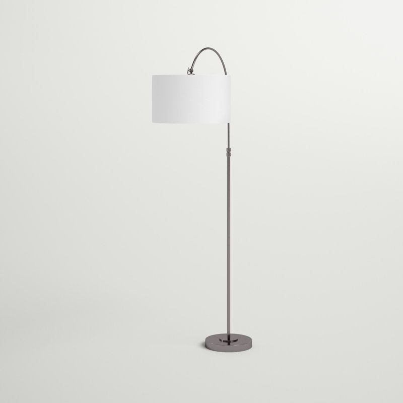 Lampe sur pied arquée 64 po Layden, Nickel brossé