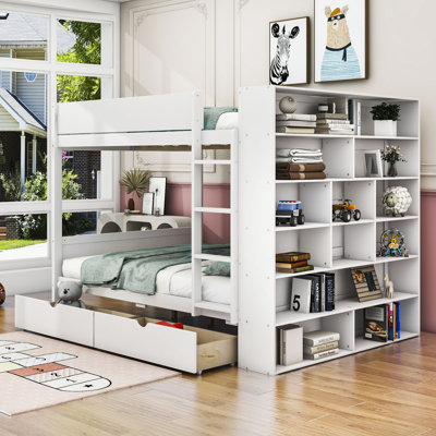 Janiera 2 Drawer Standard Bunk Bed with Bookcase by Harriet Bee