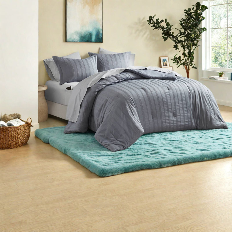 Cozy Grey Bedding Sets, Soft Polyester, Modern Style For Dorms