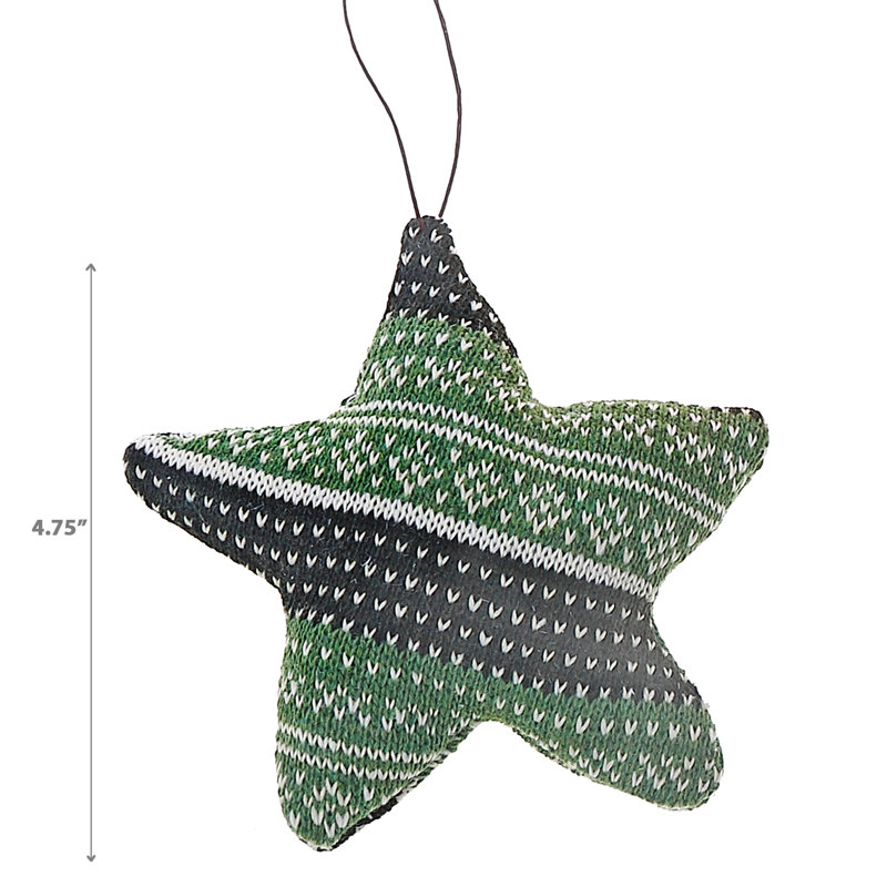 Ornement étoile en étoile vert petit, H 4,75 po x l 4,75 po x P 1 po, 12