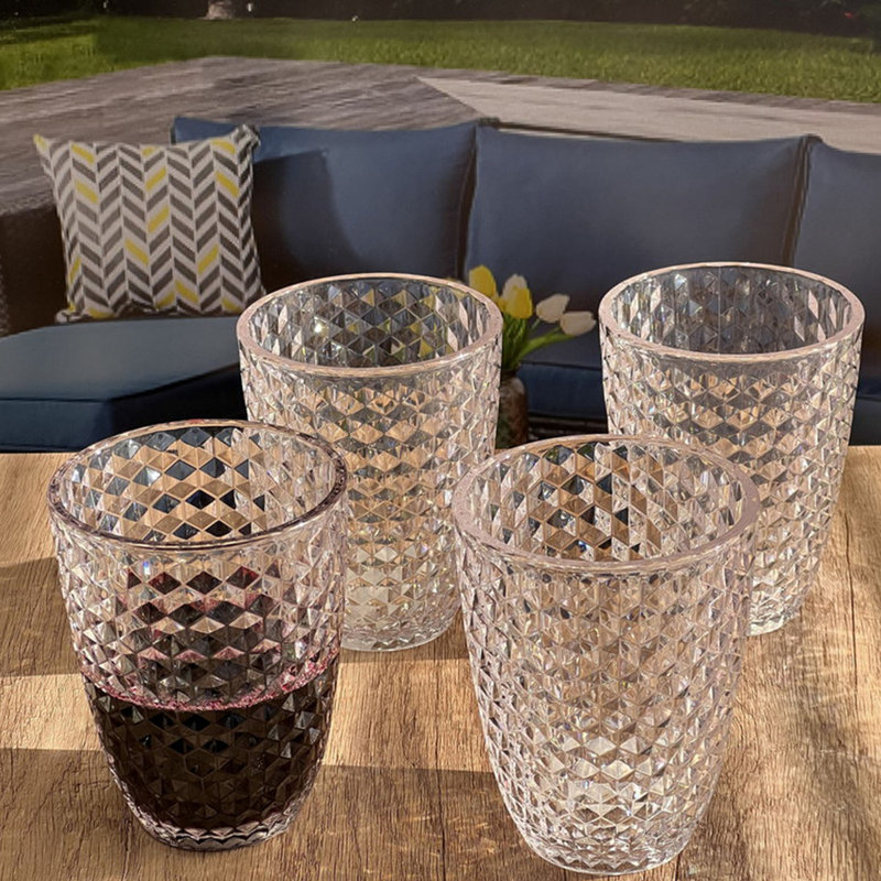 Verres en diamant taillés en acrylique, Clair, 12 oz liq.