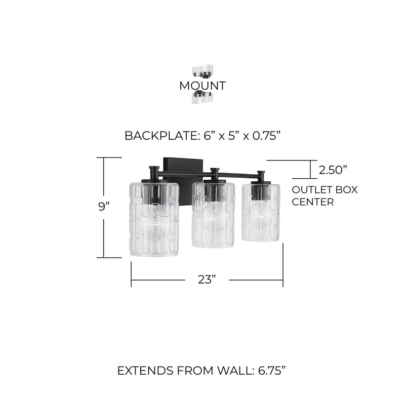 Independent Dimmable Vanity Light, Matte Black, 3