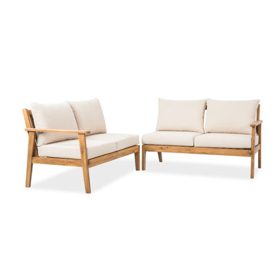 Weslyn Solid Wood Patio Loveseat (Set of 2)