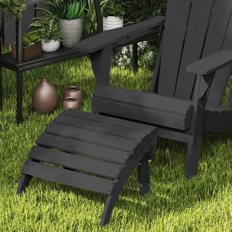 Repose-pieds pliable en plastique PEHD Adirondack, Noir