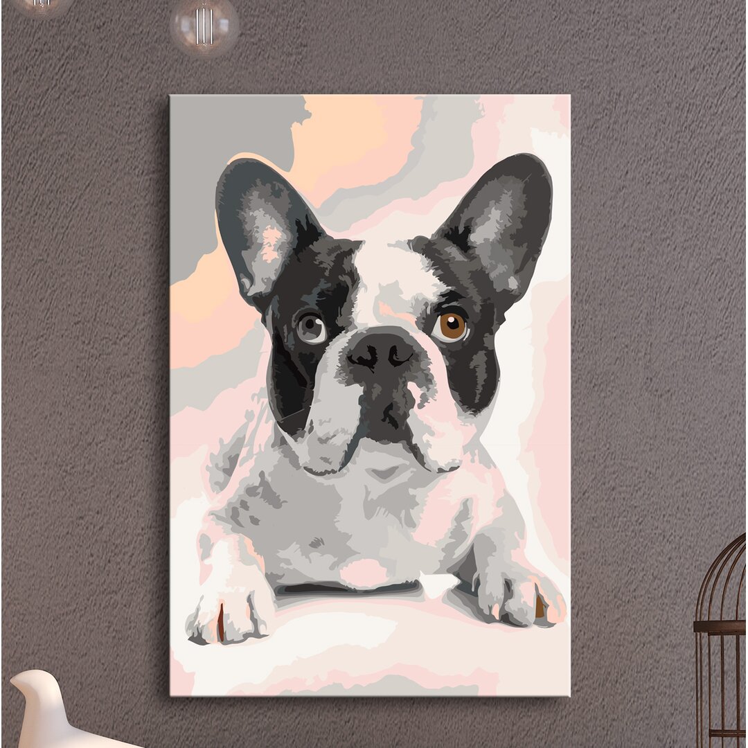 Leinwandbild French Bulldog Malen nach Zahlen