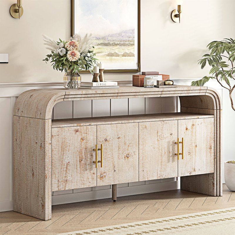 Buffet armoire avec portes, Bois naturel