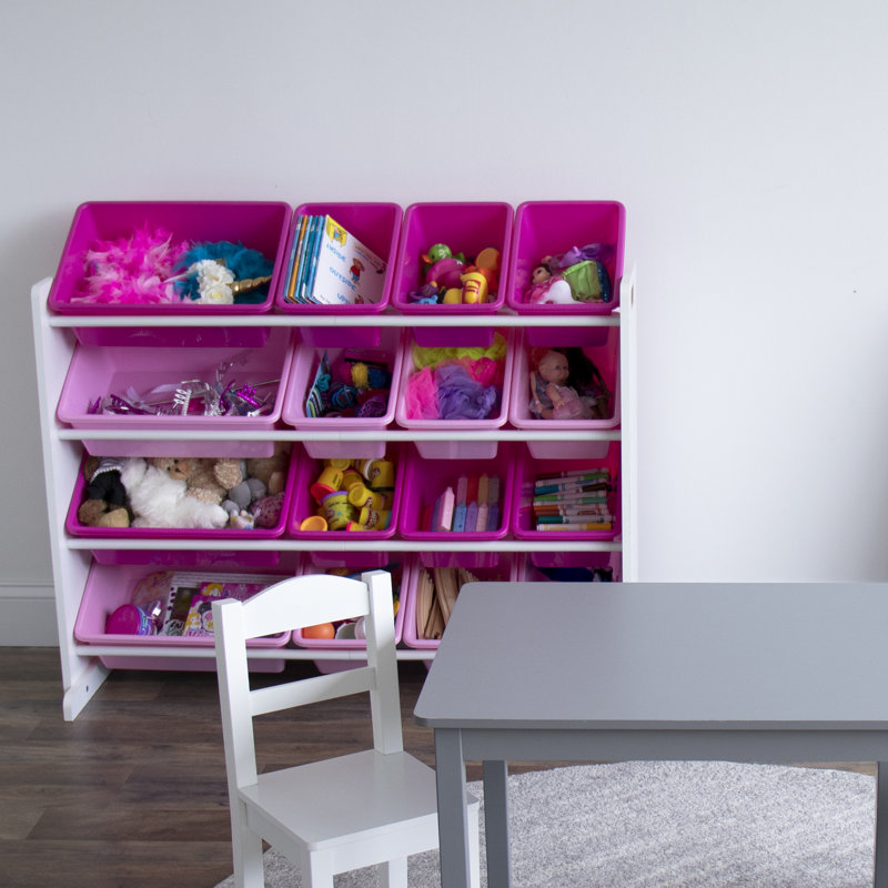 Organisateur de jouets Aaban, Blanc / Rose