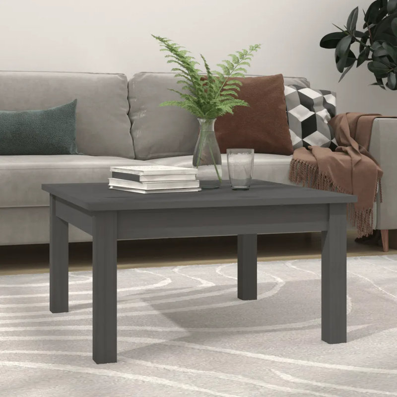 Kayliyah Solid Wood Four Leg Coffee Table, Grey, 30cm H x 55cm W x 55cm D
