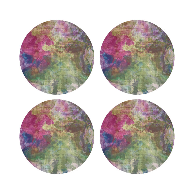 Impressionism Spring Vegan Leather Round Coasters, Richesse