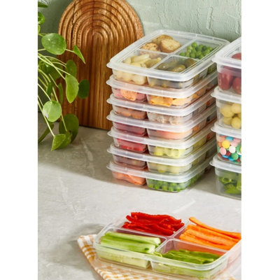Elyssa Versatile Storage Box Set (12 Pieces), Transparent Plastic, 6.1 x 8.3 x 1.4 inches | 13.5 fl oz Capacity Each | Durable & Dishwasher Safe, Ideal for Organizing Kitchen, Office, & Craft Supplies