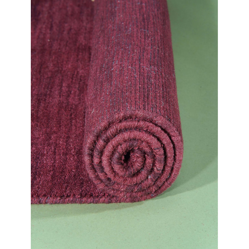 Handmade Dark Red Wool Runner Rug, 2'6" x 8'