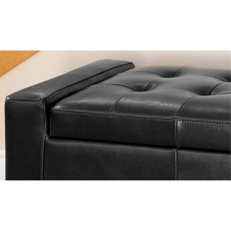 Banc de rangement en similicuir Helki, Noir
