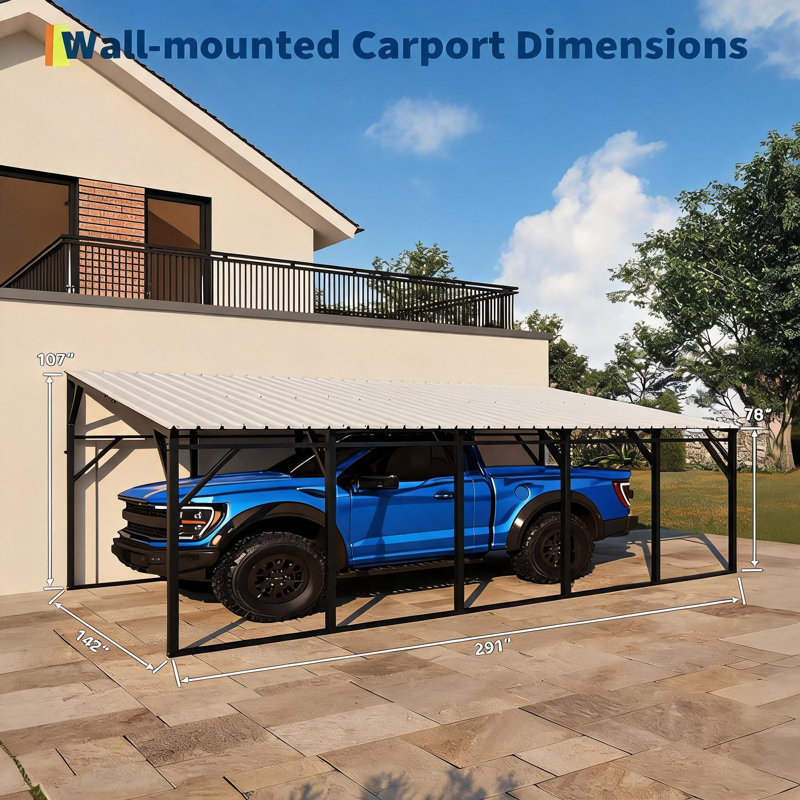 Abri de voiture mural 12 x 25 pi