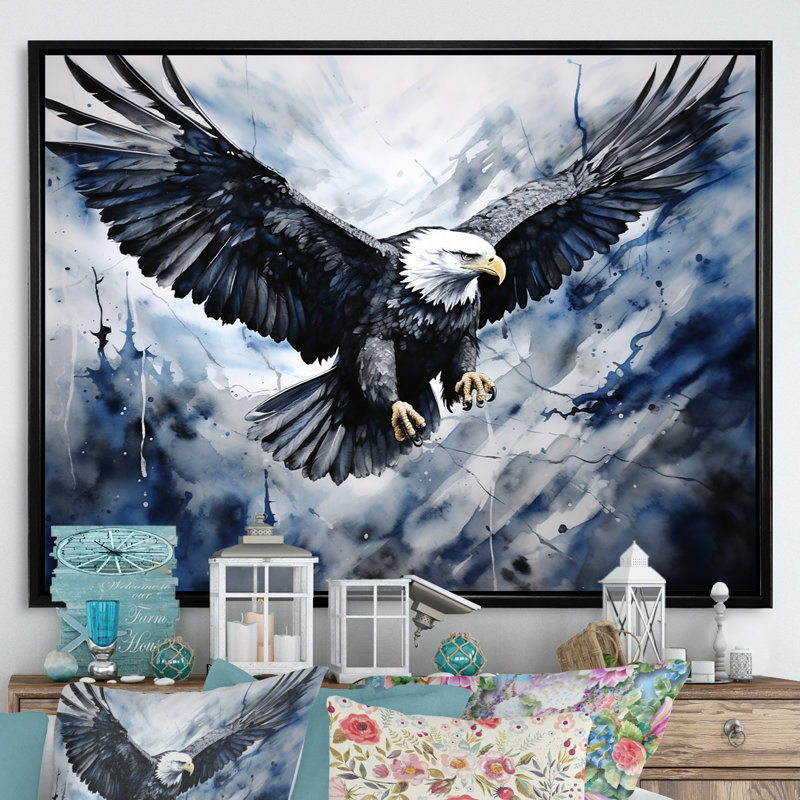 Prismatic Majestic Bold Eagle III sur toile, H 16 po x l 32 po x P 1 po, Cadre flottant noir