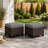 21.5"W Outdoor Wicker Ottomans With Cushions, Set Of 2 Patio Footrests With Adjustable Feet-722733773