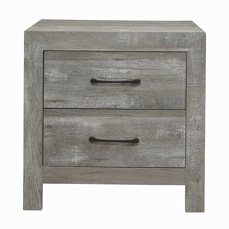 Table de chevet 1 pièce à 2 tiroirs Country Style Grey, Gris