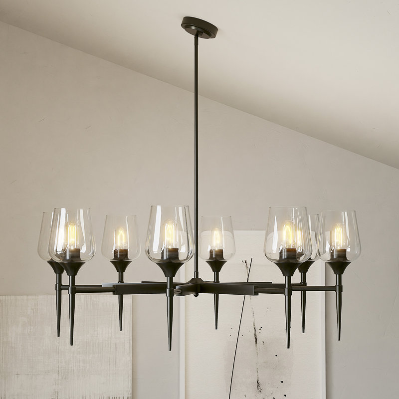 8 - Light Dimmable Classic Chandelier, Black