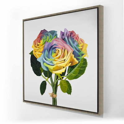 Bouquet of Rainbow Roses - American Flowers Canvas Decor