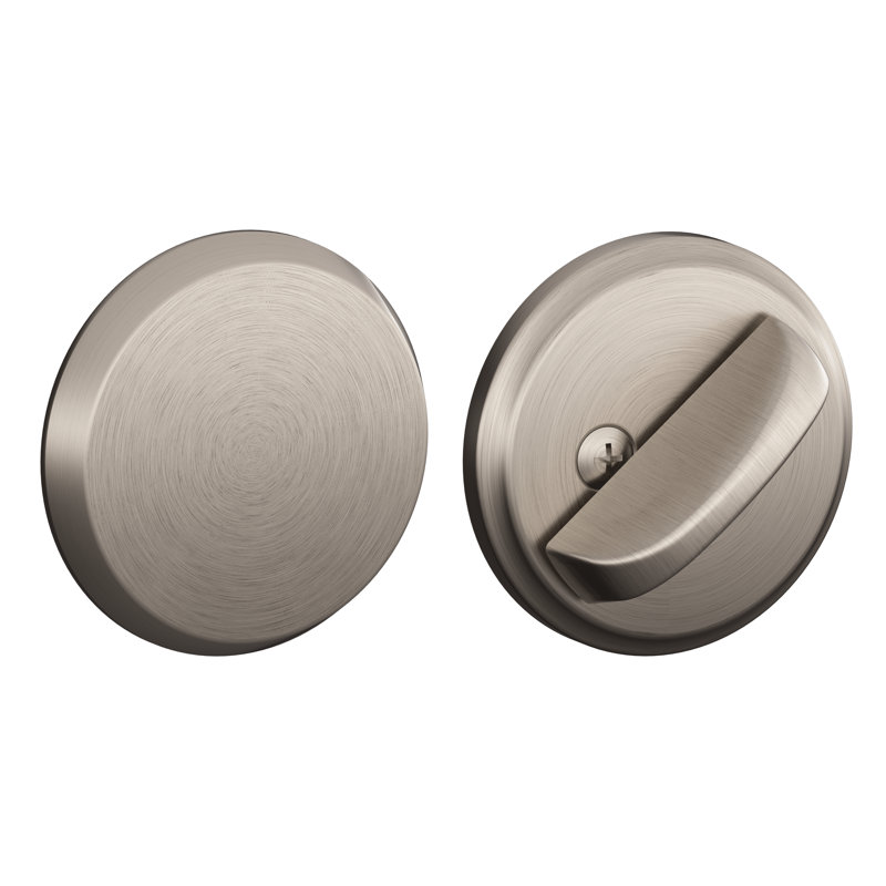 One-Sided Deadbolt Thumbturn with Exterior Plate, Satin Nickel