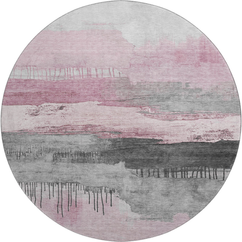 Premium Machine Washable Fairwood AMF1880 Modern Rug, Round 8'