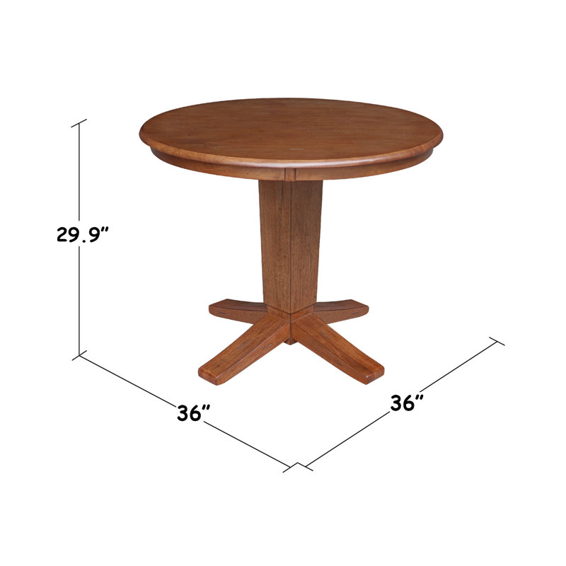 Table de salle à manger Grachan Ronund, H 29,9 po x L 36 po x l 36 po, Chêne vieilli