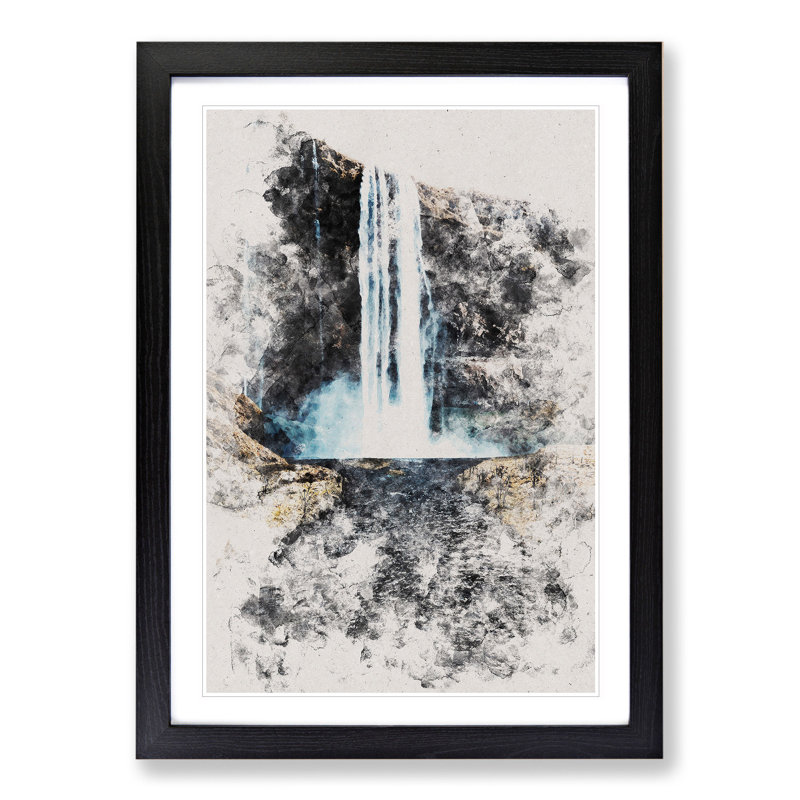 Path to a Waterfall in Iceland - Picture Frame Graphic Art, Black Framed, 65cm H x 48cm W x 2cm D