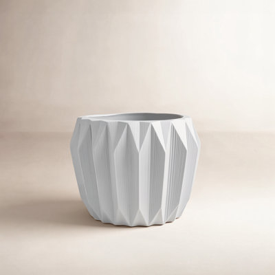 Round Stoneware Fluted Planter