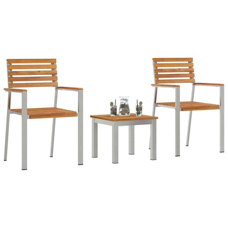 2 - Person Wood Patio Dining Set with Rectangular Table