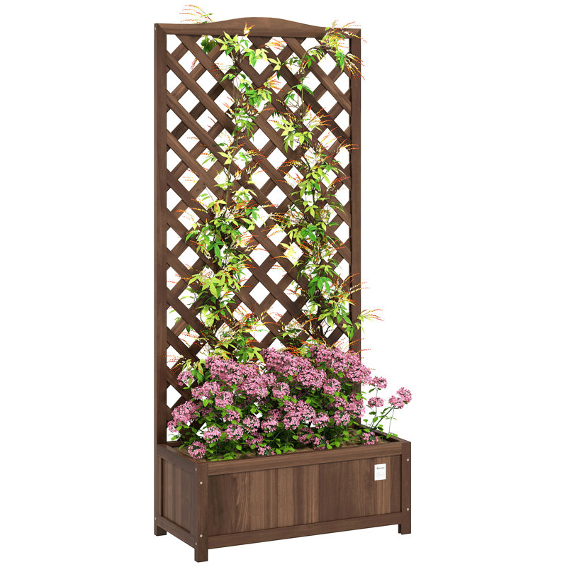 Outsunny Wooden Planter with Trellis for Garden 76 x 36 x 170 cm Dark Brown