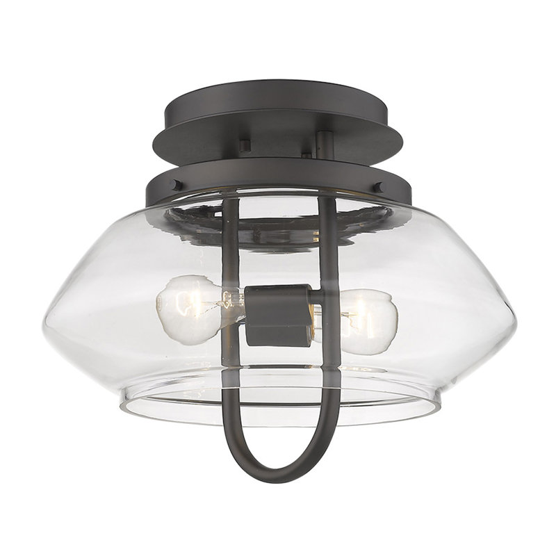 Mathes Glass Semi Flush Mount, Oil Rubbed Bronze