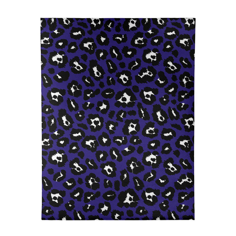 Tapis mauve / noir / blanc à imprimé animal, Rectangle 8 pi x 10 pi