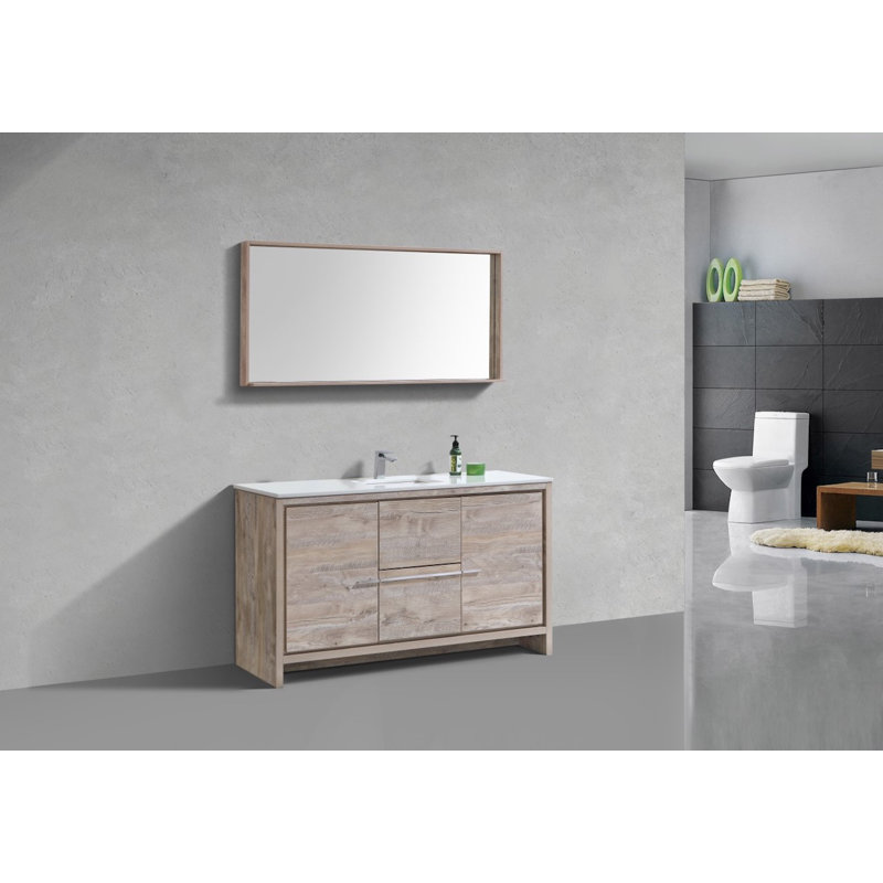 Ensemble de meuble-lavabo simple 59 po Tulughan, Bois naturel