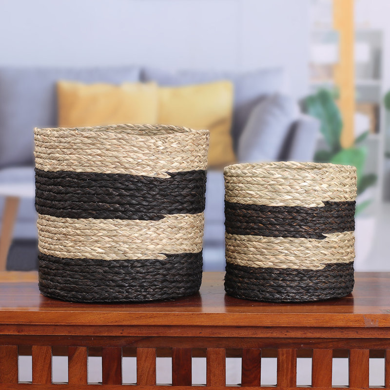 Bayou Breeze Handmade Striped Essence Natural Fiber Baskets
