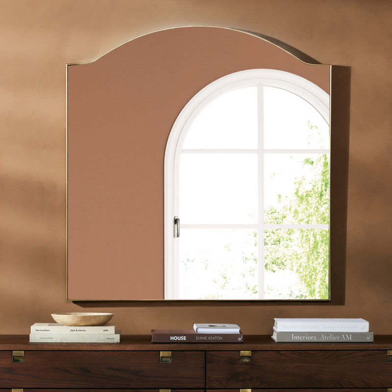 Miroir Jacques - laiton antique, Doré, 40 po x 38 po