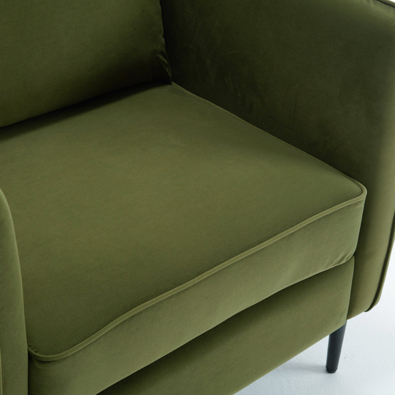 Chaise d'appoint en velours de conception moderne avec 1 coussin et une structure en bois pour bureau de style Mid-Century avec coussins rembourrés en L