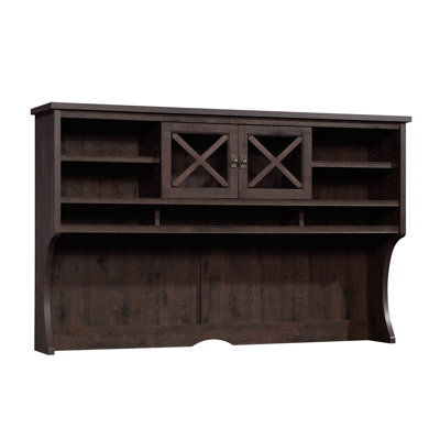 Coastal - Inspired Brown For Home Office, Living Room Or Study, With Two Adjustable Shelves Versatile Organization, Framed Glass Doors, Compartments Additional Storage, Elegant Display Space,