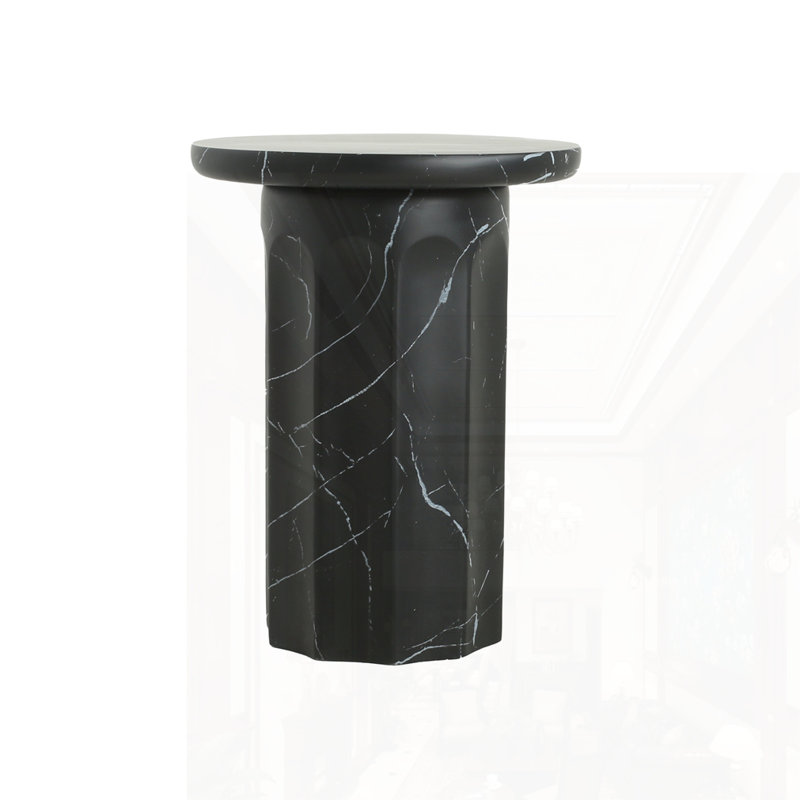 Table d'appoint en béton effet marbre noir