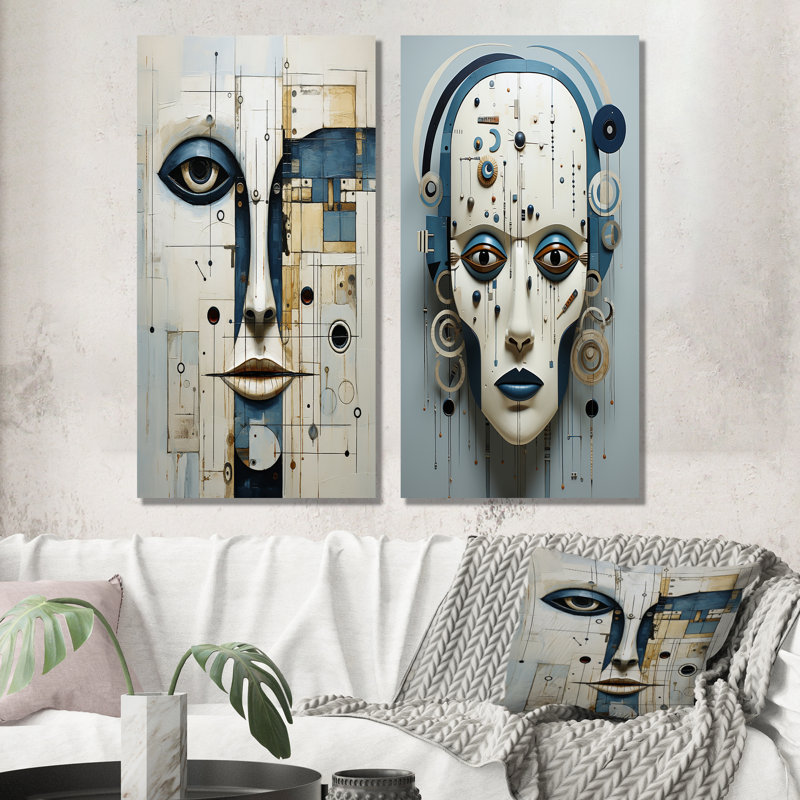 «Minimalisme Folk», ensemble de 2 reproductions d'art sur toile, H 40 po x l 41 po, Toile tendue