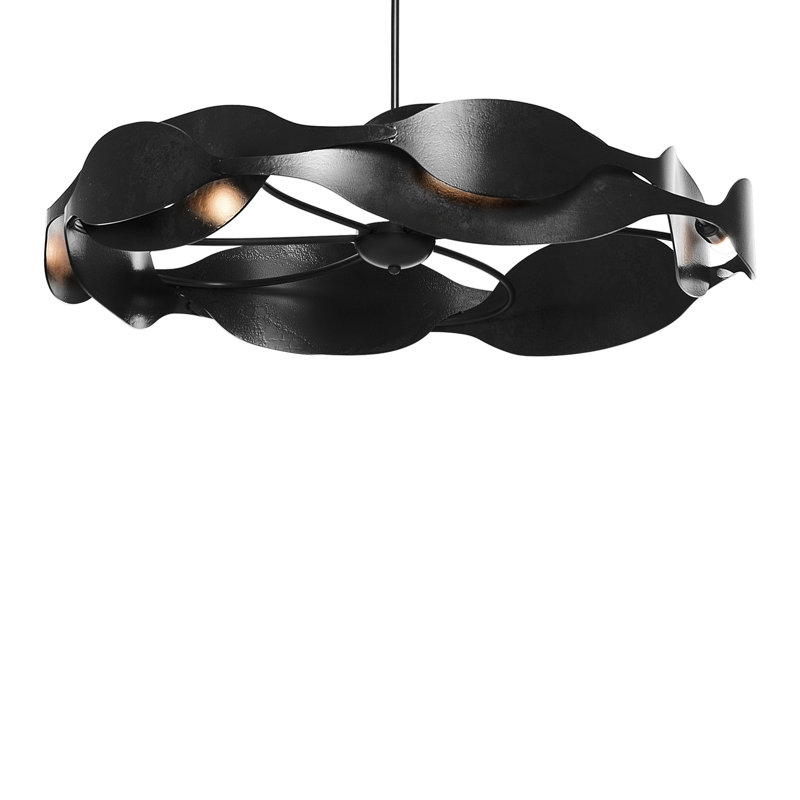 Waves 6 - Light Wagon Wheel Pendant, Black