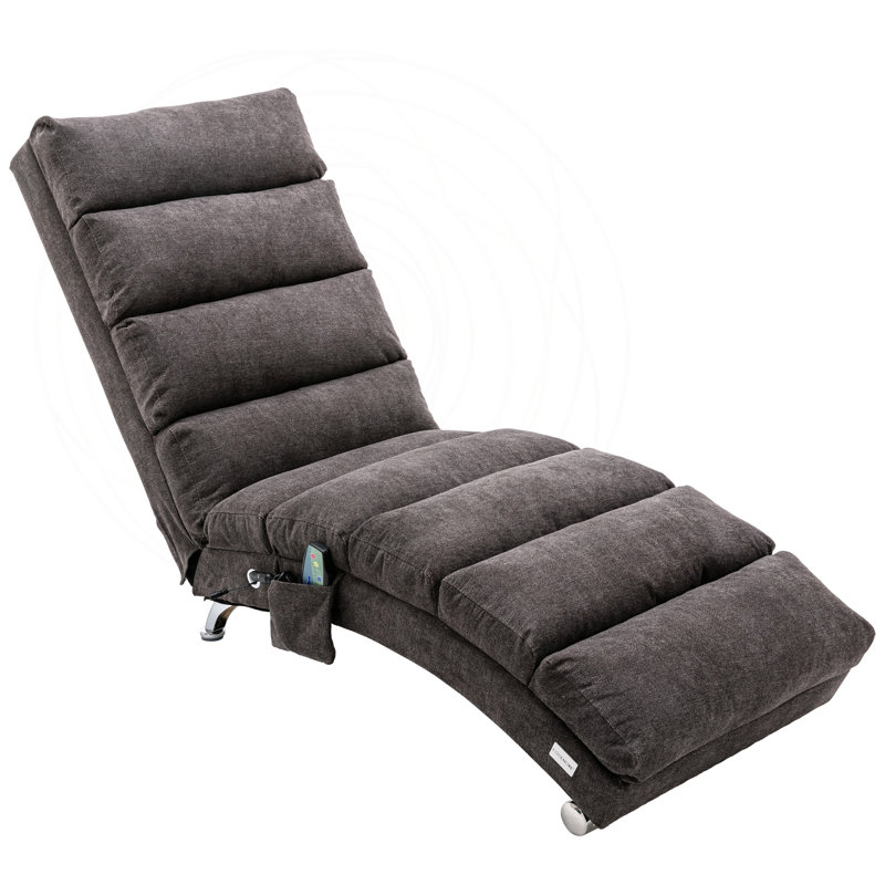 Chaise longue rembourrée avec fonction de vibration, Dark Grey Linen